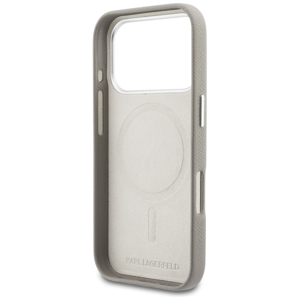 Étui MagSafe pour Apple iPhone 17 Pro Max, Karl Lagerfeld, Logo Karl Head, Gris