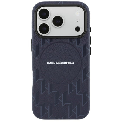 Étui MagSafe pour Apple iPhone 17 Pro Max, Karl Lagerfeld, Logo Monogramme KL, Bleu