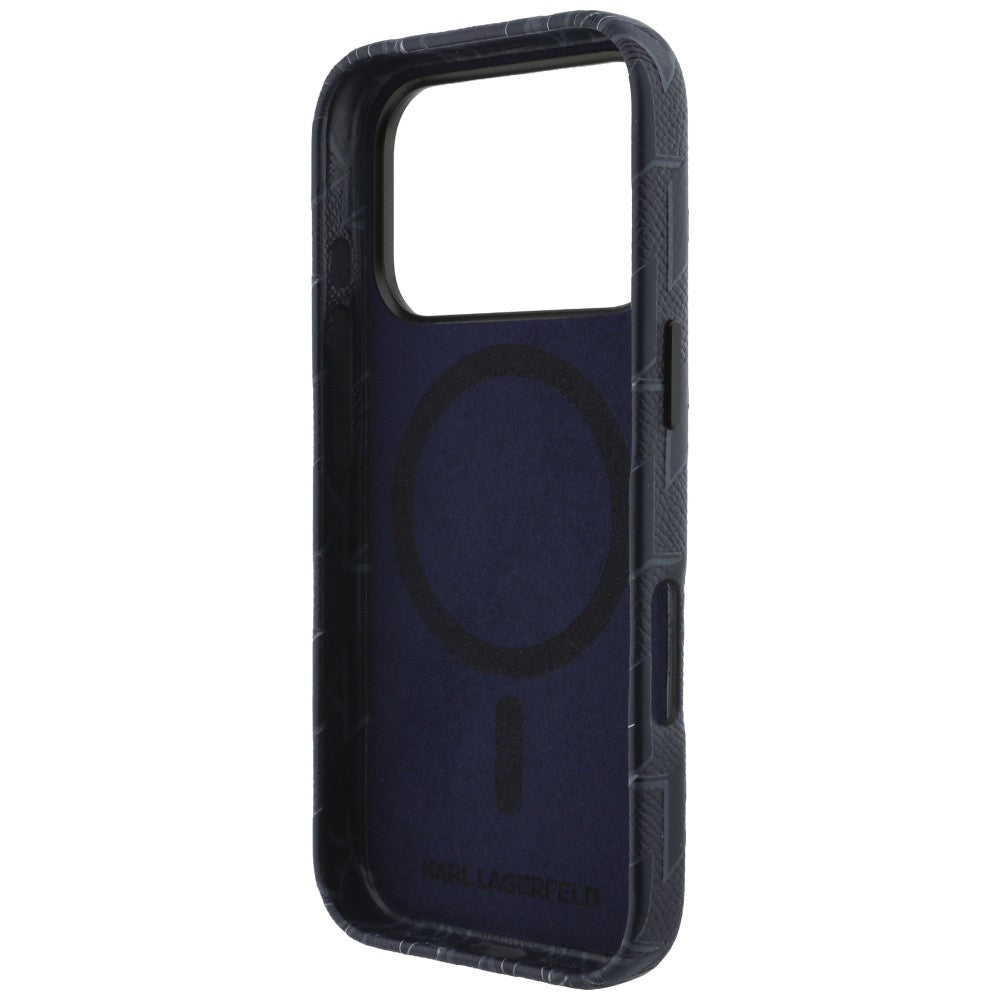 Étui MagSafe pour Apple iPhone 17 Pro Max, Karl Lagerfeld, Logo Monogramme KL, Bleu