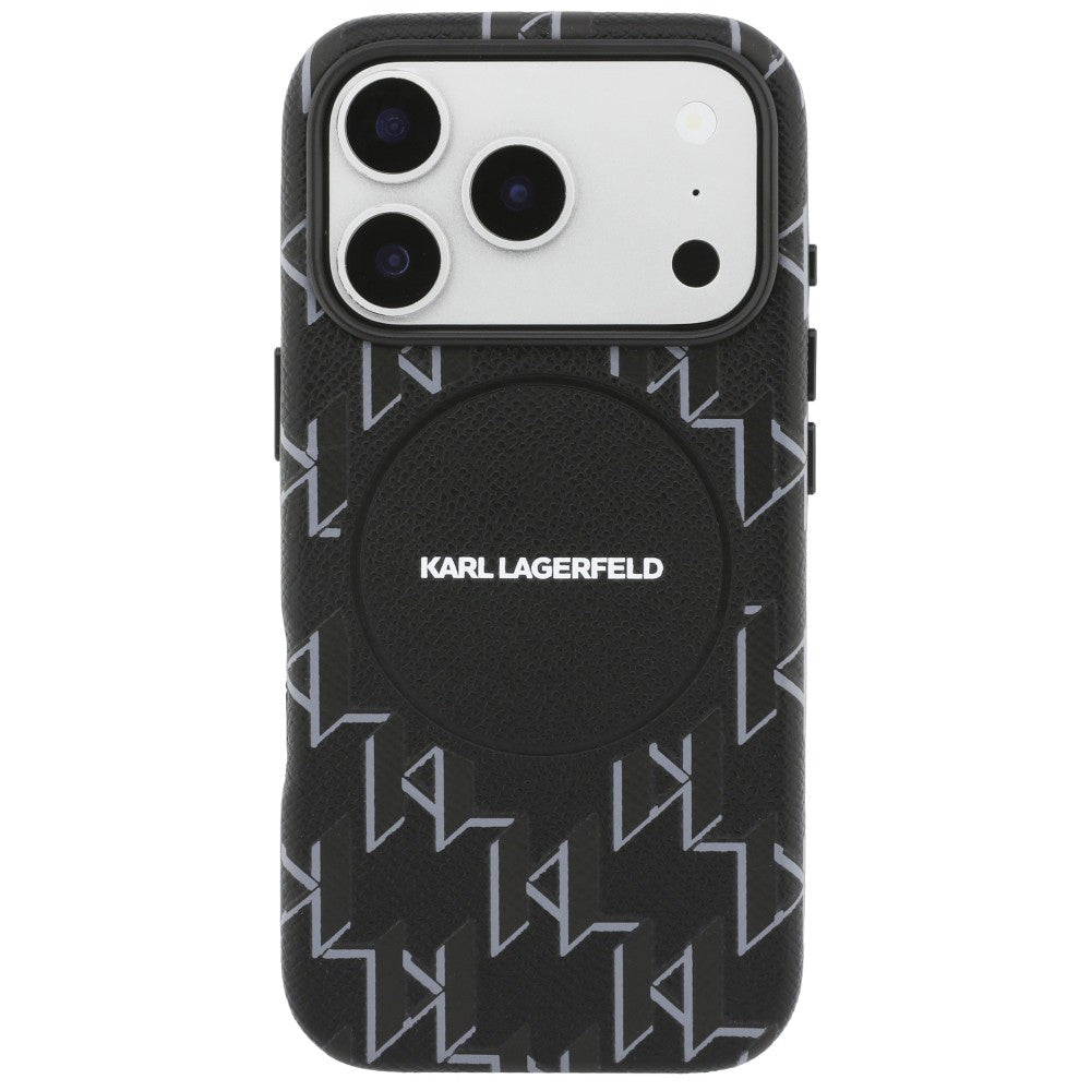 Étui MagSafe pour Apple iPhone 17 Pro Max, Karl Lagerfeld, logo KL Monogram, Noir