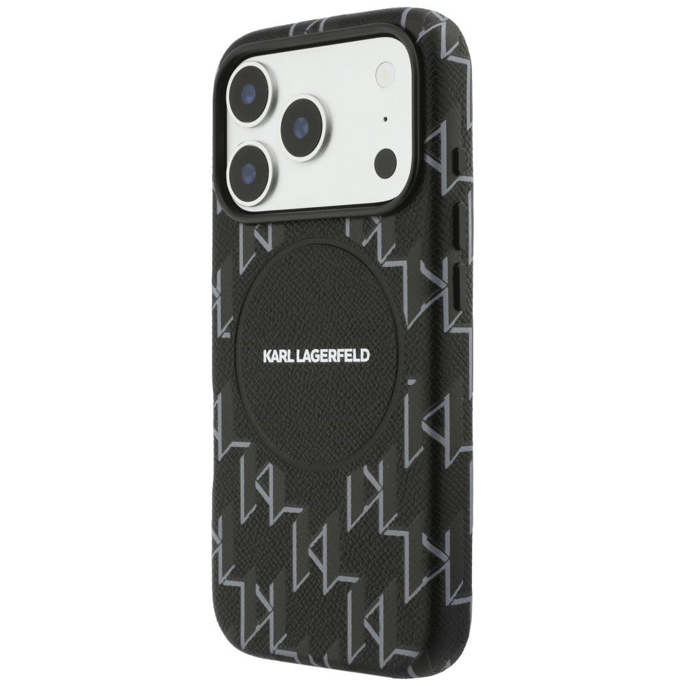 Étui MagSafe pour Apple iPhone 17 Pro Max, Karl Lagerfeld, logo KL Monogram, Noir