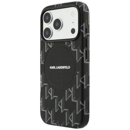 Étui MagSafe pour Apple iPhone 17 Pro Max, Karl Lagerfeld, logo KL Monogram, Noir