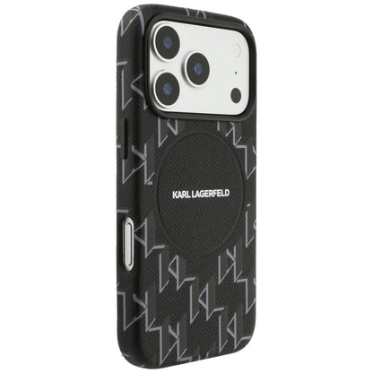 Étui MagSafe pour Apple iPhone 17 Pro Max, Karl Lagerfeld, logo KL Monogram, Noir