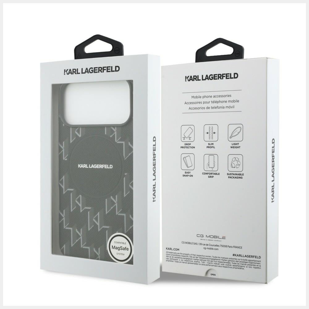 Étui MagSafe pour Apple iPhone 17 Pro Max, Karl Lagerfeld, logo KL Monogram, Noir