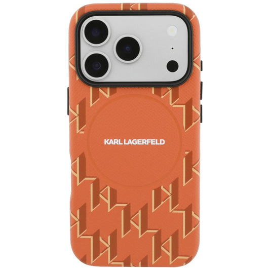 MagSafe Case for Apple iPhone 17 Pro Max, Karl Lagerfeld, KL Monogram Logo, Orange