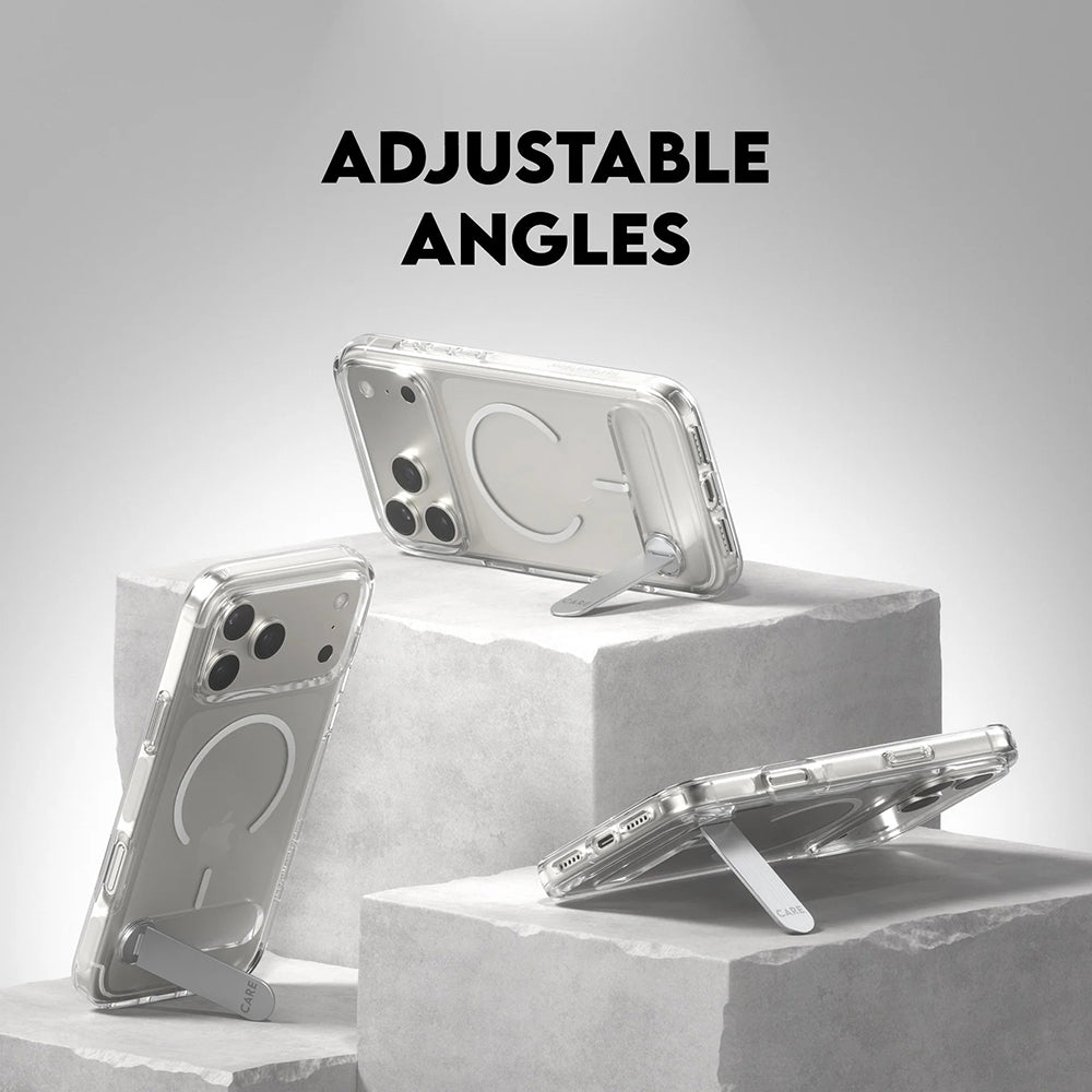 Coque MagSafe pour Apple iPhone 17 Pro Max, PanzerGlass, avec fonction support, Transparente Blanche