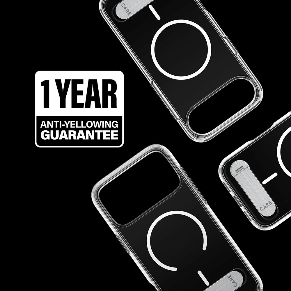 Coque MagSafe pour Apple iPhone 17 Pro Max, PanzerGlass, avec fonction support, Transparente Blanche