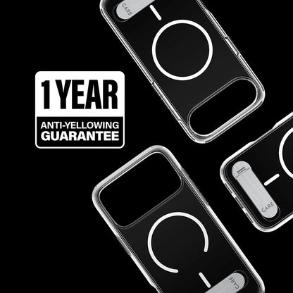 Coque MagSafe pour Apple iPhone 17 Pro Max, PanzerGlass, avec fonction support, Transparente Blanche