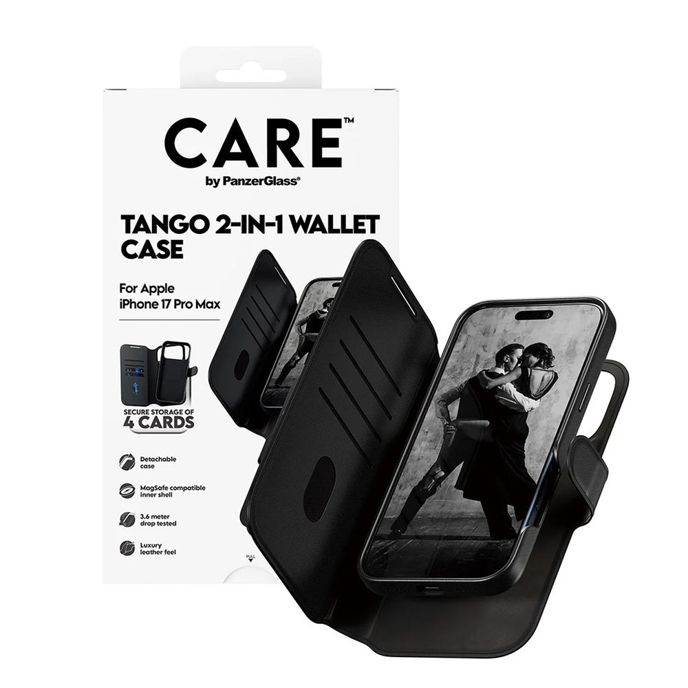 Étui MagSafe pour Apple iPhone 17 Pro Max, PanzerGlass, Fonction Care Tango Two-in-One, Noir