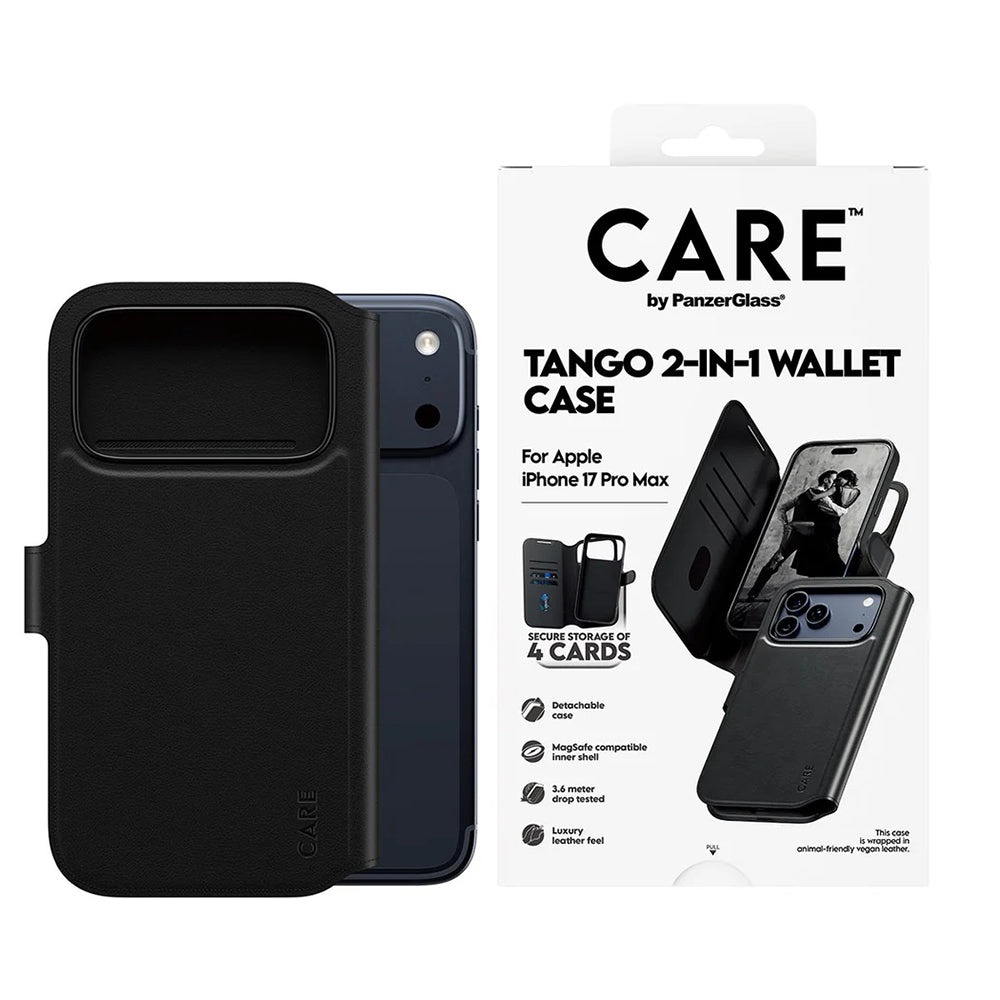 Étui MagSafe pour Apple iPhone 17 Pro Max, PanzerGlass, Fonction Care Tango Two-in-One, Noir