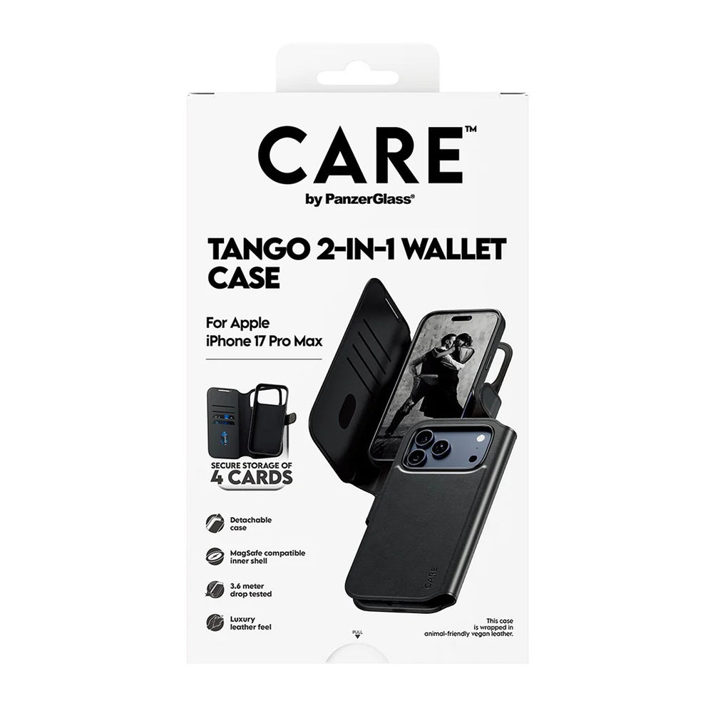 Étui MagSafe pour Apple iPhone 17 Pro Max, PanzerGlass, Fonction Care Tango Two-in-One, Noir