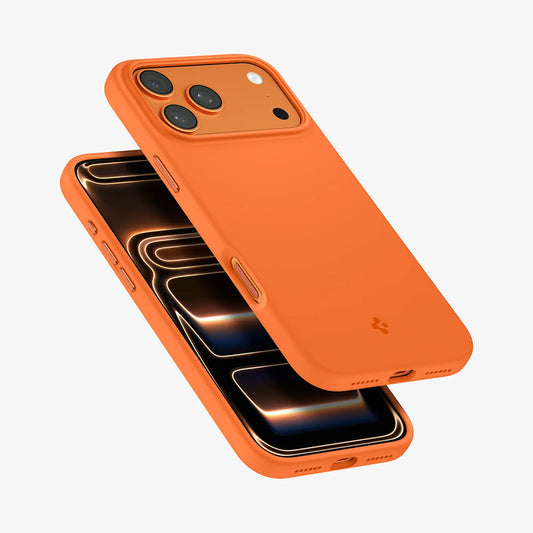 Coque MagSafe pour Apple iPhone 17 Pro Max, Spigen, Silicone Fit, Orange
