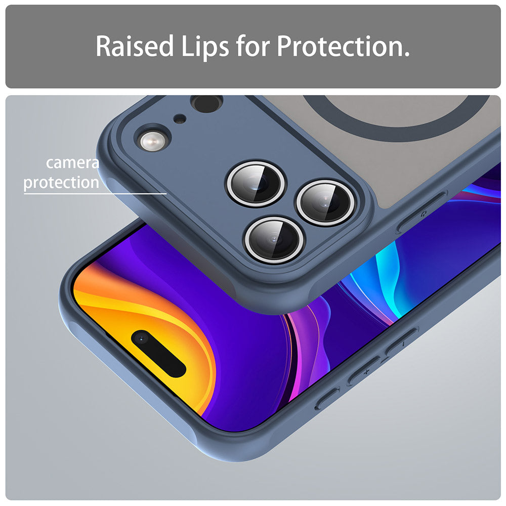 Coque MagSafe pour Apple iPhone 17 Pro Max, Techsuit, HaloFrost II, Bleu Marine