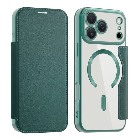 MagSafe Case for Apple iPhone 17 Pro Max, Techsuit, SmartMag Book, Green