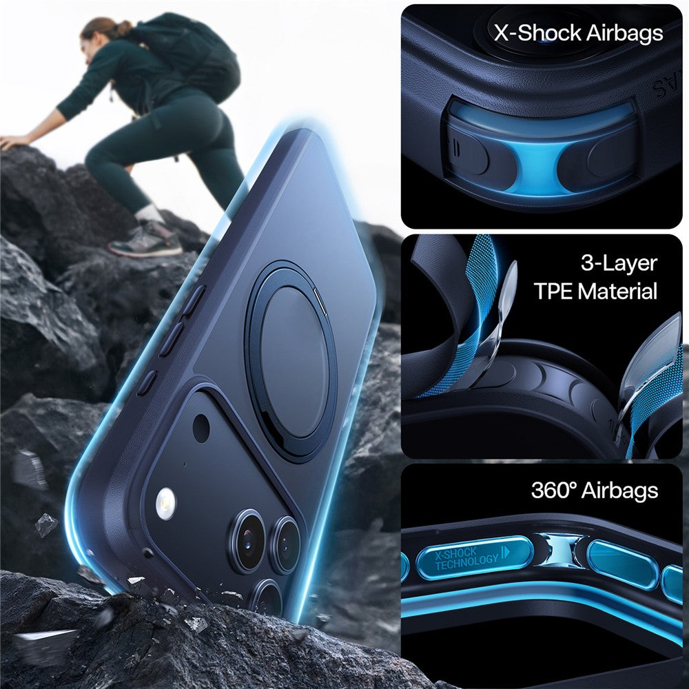 Coque MagSafe pour Apple iPhone 17 Pro Max, Torras, Ostand Pro, Bleue