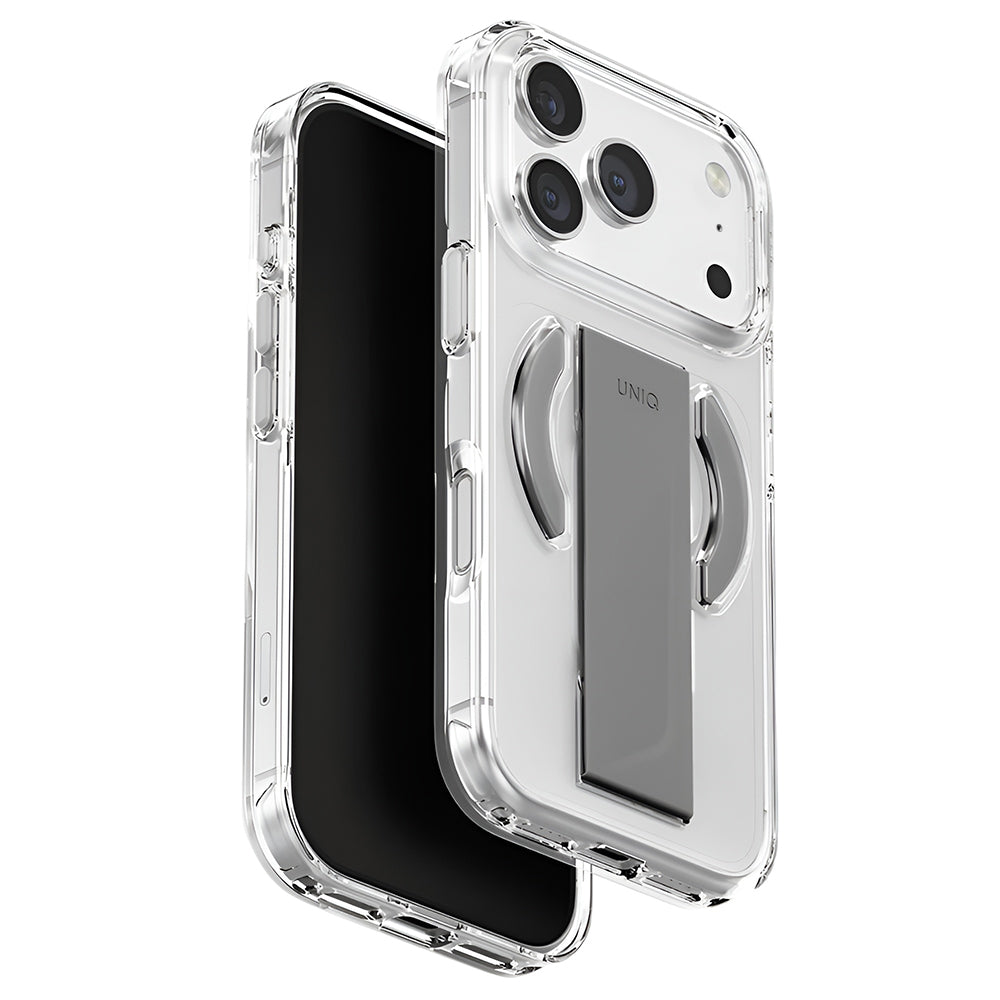 Coque MagSafe pour Apple iPhone 17 Pro Max, UNIQ, Heldro Air MagClick, Gris Transparent