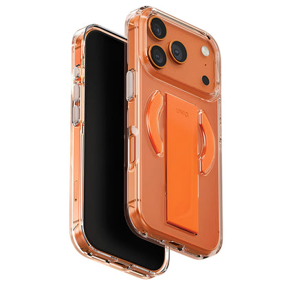Coque MagSafe pour Apple iPhone 17 Pro Max, UNIQ, Heldro Air MagClick, Transparente Orange