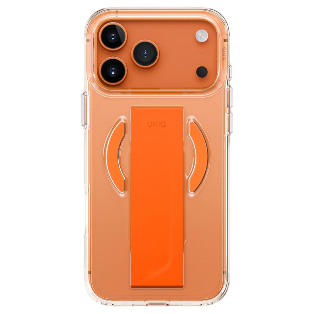Coque MagSafe pour Apple iPhone 17 Pro Max, UNIQ, Heldro Air MagClick, Transparente Orange