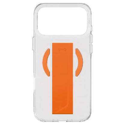 Coque MagSafe pour Apple iPhone 17 Pro Max, UNIQ, Heldro Air MagClick, Transparente Orange