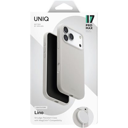 Coque MagSafe pour Apple iPhone 17 Pro Max, UNIQ, Lino MagClick, Gris