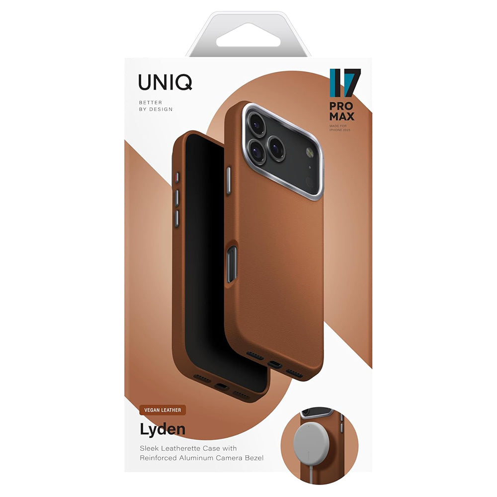 Coque MagSafe pour Apple iPhone 17 Pro Max, UNIQ, Lyden Leatherette, Marron