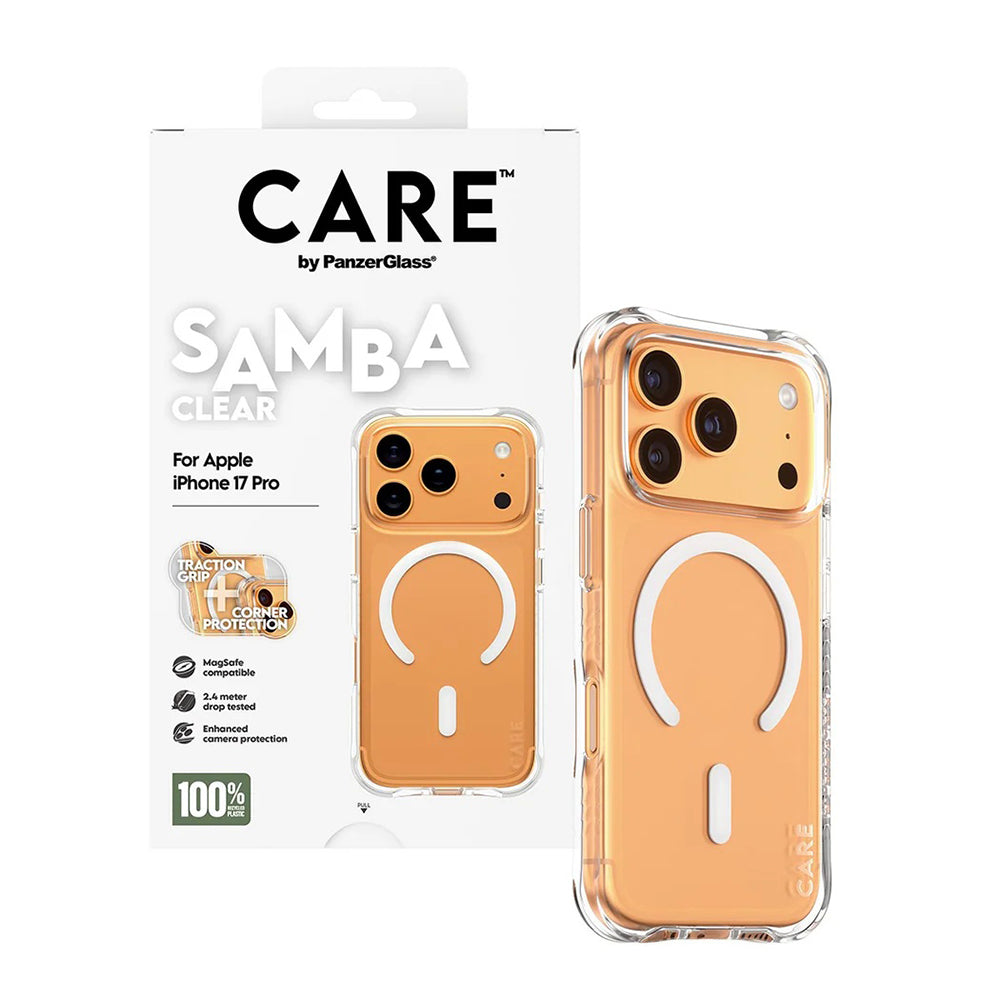 Coque MagSafe pour Apple iPhone 17 Pro, PanzerGlass, Care Fashionable, Transparente Blanche