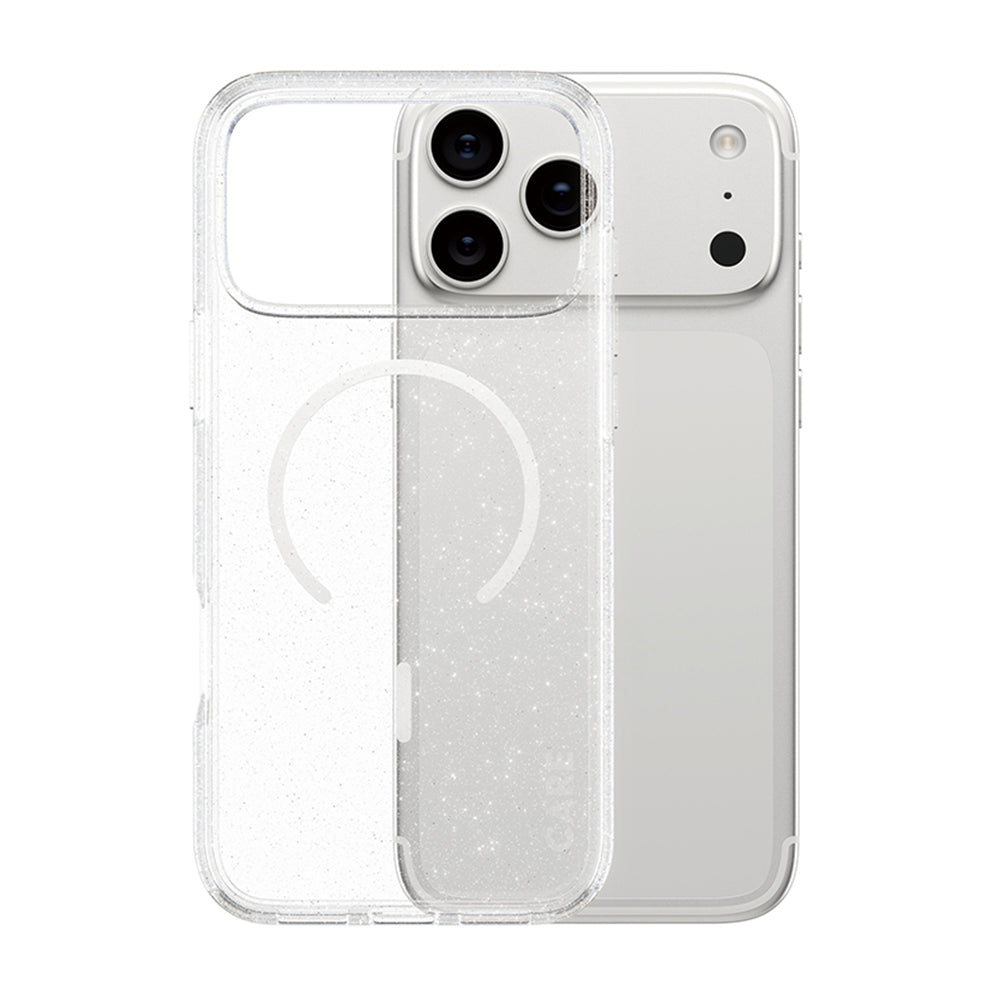 Coque MagSafe pour Apple iPhone 17 Pro, PanzerGlass, Care Urban Explorer Star Lit, Transparente Blanche