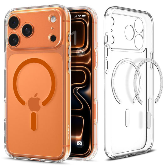 Coque MagSafe pour Apple iPhone 17 Pro, Spigen, Ultra Hybrid, Transparent Orange ACS11112