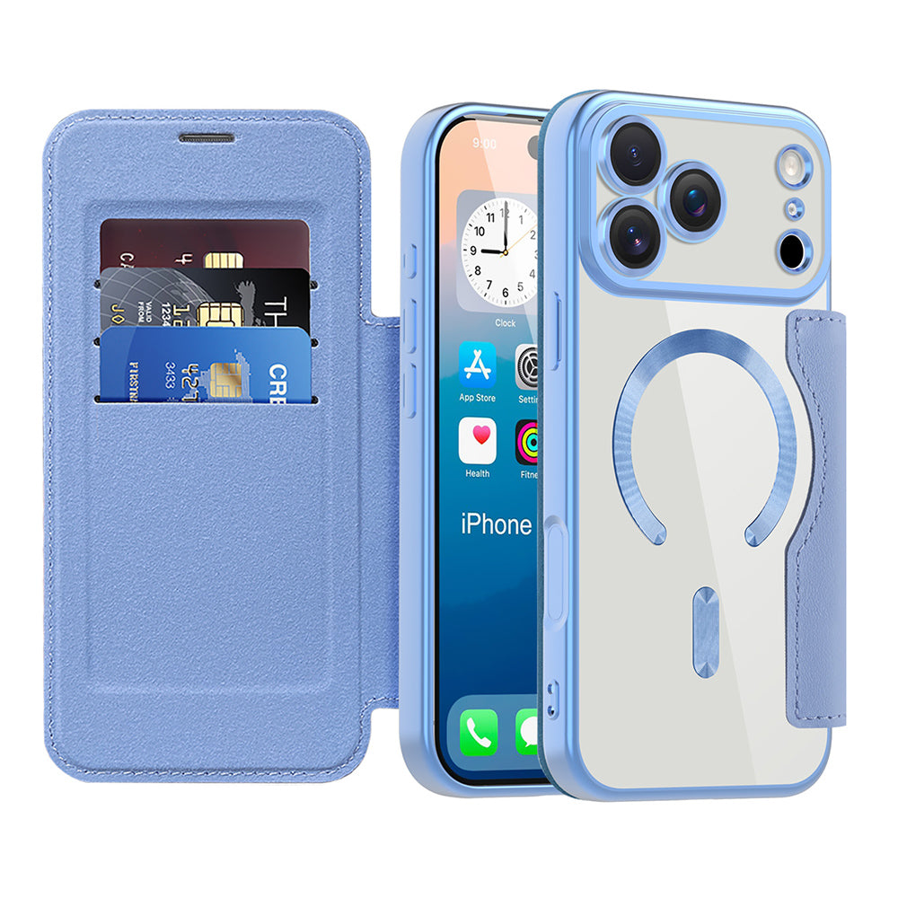 Housse MagSafe pour Apple iPhone 17 Pro, Techsuit, SmartMag Book, Bleu