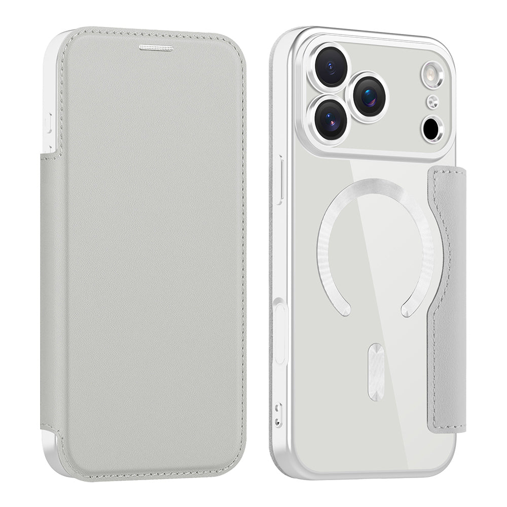 Étui MagSafe pour Apple iPhone 17 Pro, Techsuit, SmartMag Book, Gris