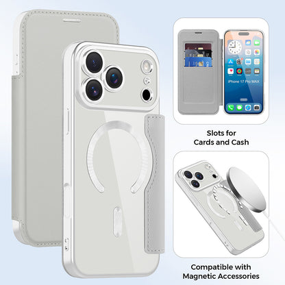 Étui MagSafe pour Apple iPhone 17 Pro, Techsuit, SmartMag Book, Gris