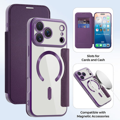 Housse MagSafe pour Apple iPhone 17 Pro, Techsuit, SmartMag Book, Mauve