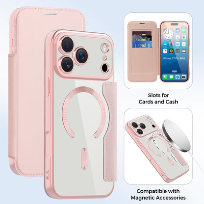 Étui MagSafe pour Apple iPhone 17 Pro, Techsuit, SmartMag Book, Rose