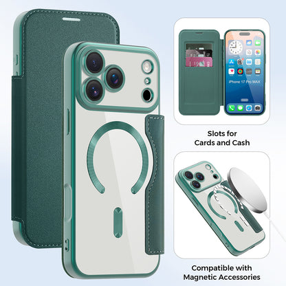 Étui MagSafe pour Apple iPhone 17 Pro, Techsuit, SmartMag Book, Vert