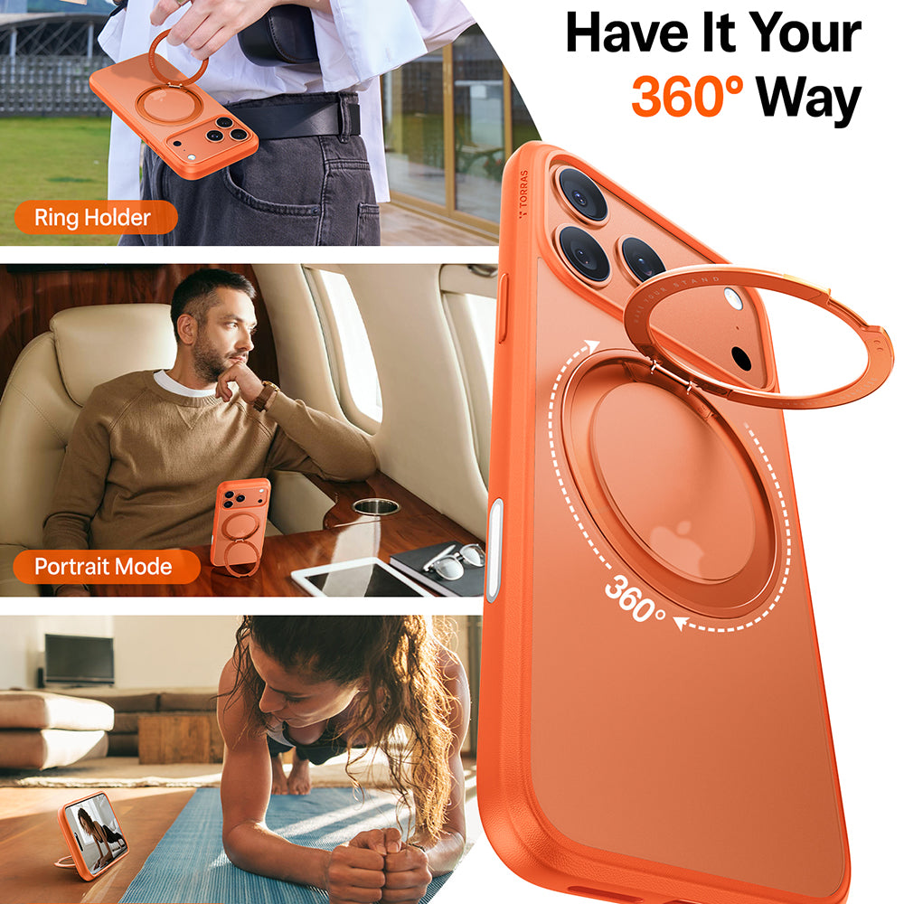 Coque MagSafe pour Apple iPhone 17 Pro, Torras, Ostand Pro, Orange