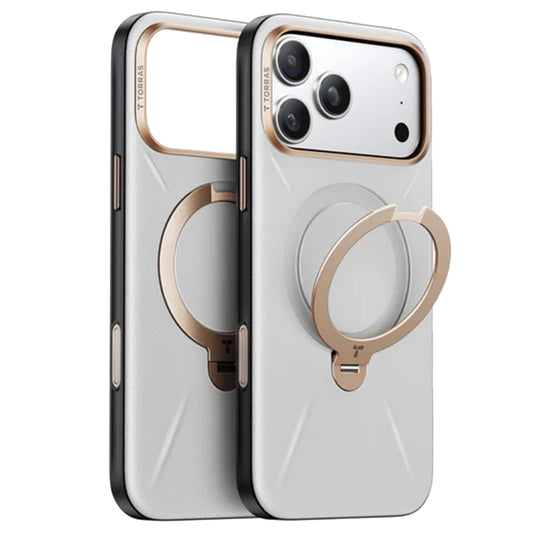 Étui MagSafe pour Apple iPhone 17 Pro, Torras, QPRO Leather, Gris
