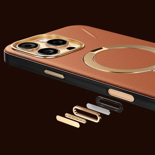 Étui MagSafe pour Apple iPhone 17 Pro, Torras, QPRO Leather, Marron