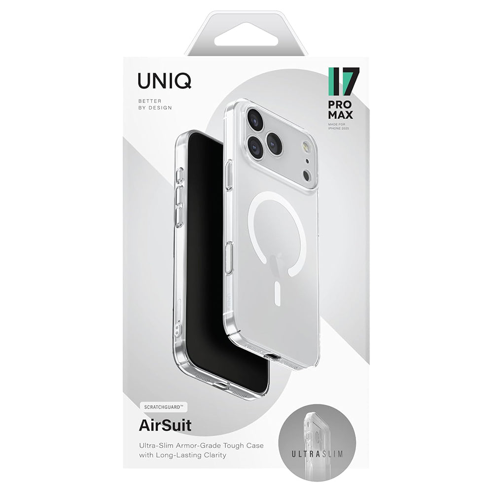 Coque MagSafe pour Apple iPhone 17 Pro, UNIQ, AirSuit MagClick, Transparente