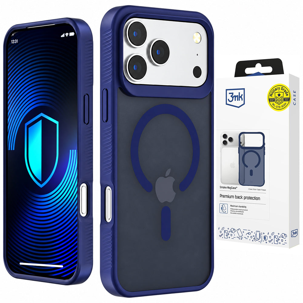 Coque MagSafe pour Apple iPhone 18 Pro / 17 Pro, 3MK, Smoke MagCase, bleue