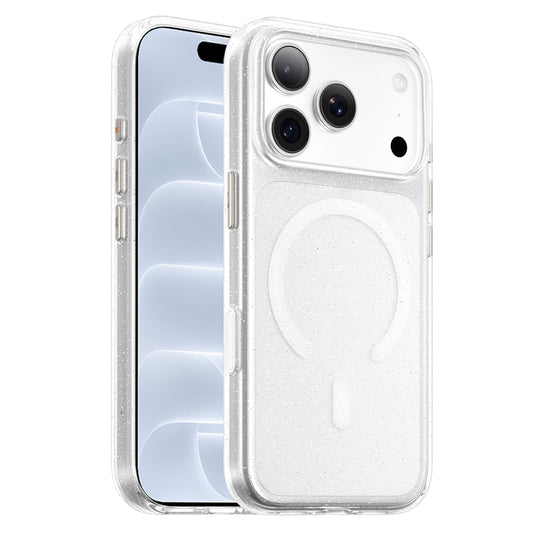 Coque MagSafe pour Apple iPhone 18 Pro / 17 Pro, Blueo, Crystal Pro Anti-Drop Glitter, transparente