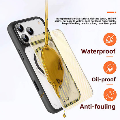 Coque MagSafe pour Apple iPhone 18 Pro / 17 Pro, Blueo, support dissipateur de chaleur, orange transparent satiné