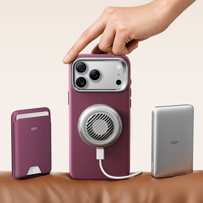 Coque MagSafe pour Apple iPhone 18 Pro / 17 Pro, ESR, Atelier avec support, Bordeaux foncé satinée