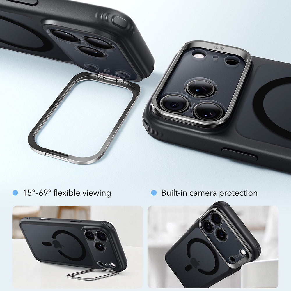 Coque MagSafe pour Apple iPhone 18 Pro / 17 Pro, ESR, Classic Hybrid Kickstand, Noir Satiné