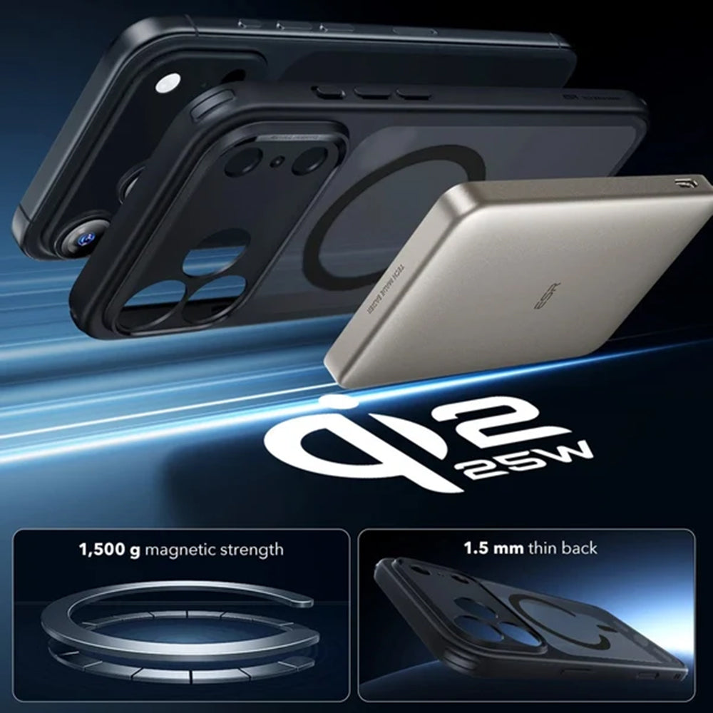Coque MagSafe pour Apple iPhone 18 Pro / 17 Pro, ESR, Classic Hybrid, Noir Satiné