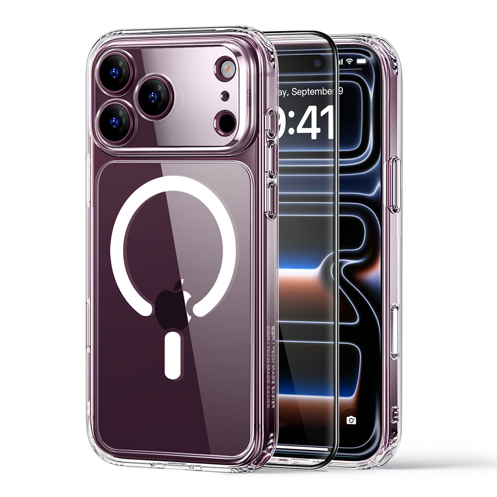 Coque MagSafe pour Apple iPhone 18 Pro / 17 Pro, ESR, Classic Hybrid avec protecteur d'écran, transparente