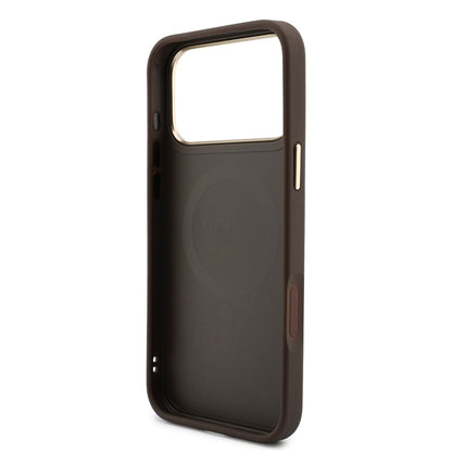Coque MagSafe pour Apple iPhone 18 Pro / 17 Pro, Guess, 4G Cardslot & Big Strap, marron