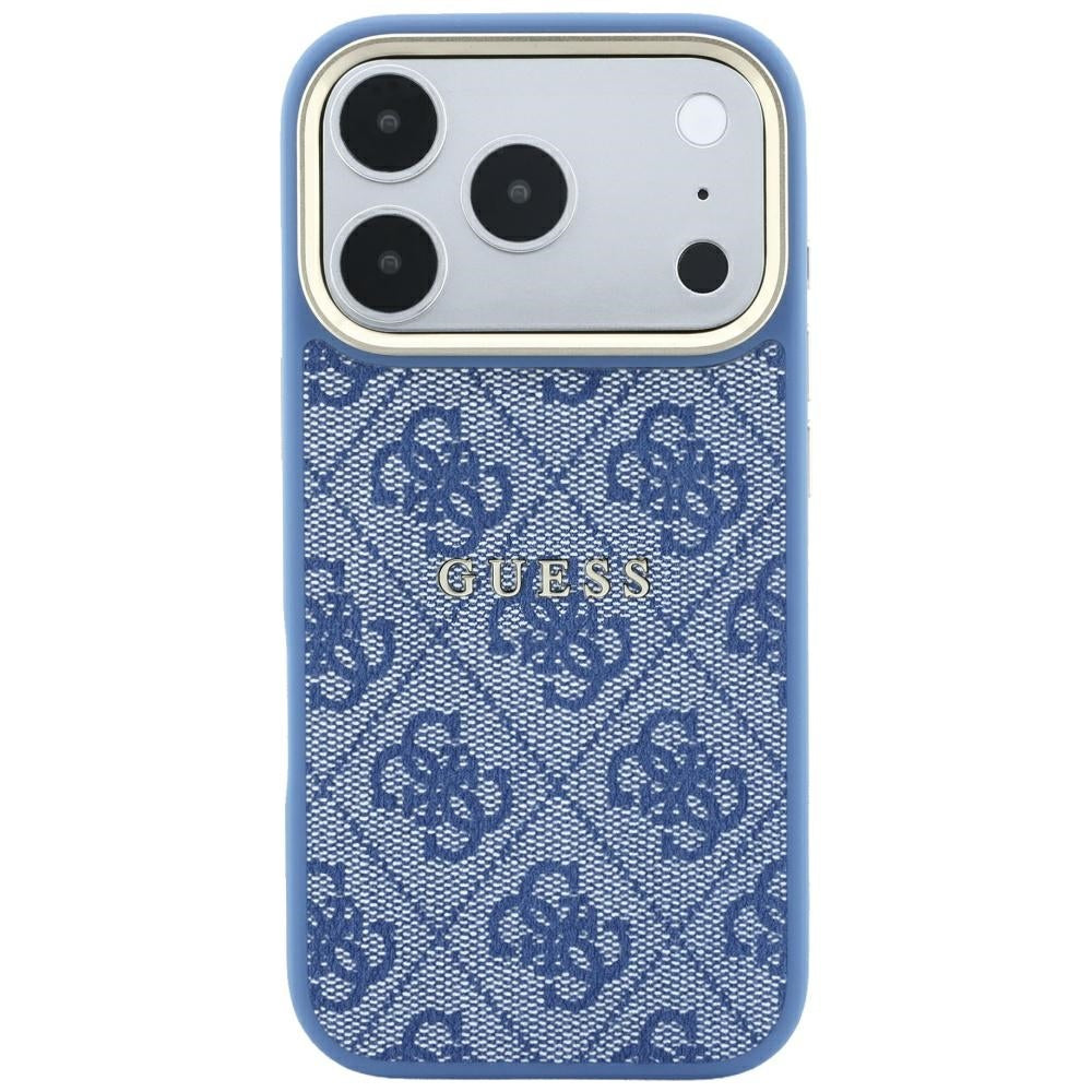 Coque MagSafe pour Apple iPhone 18 Pro / 17 Pro, Guess, 4G Embossed Classic, Bleue