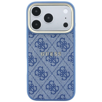 Coque MagSafe pour Apple iPhone 18 Pro / 17 Pro, Guess, 4G Embossed Classic, Bleue