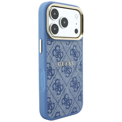 Coque MagSafe pour Apple iPhone 18 Pro / 17 Pro, Guess, 4G Embossed Classic, Bleue