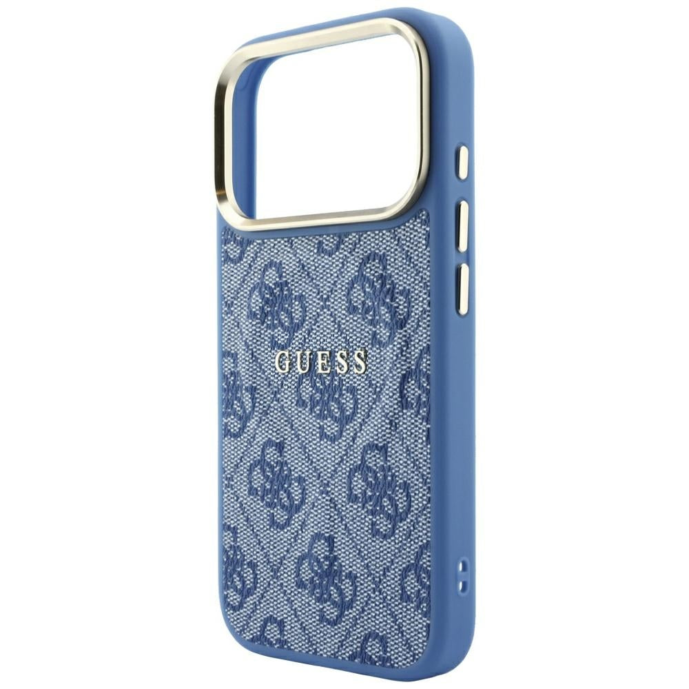 Coque MagSafe pour Apple iPhone 18 Pro / 17 Pro, Guess, 4G Embossed Classic, Bleue